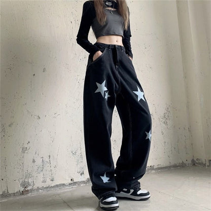 Straight Version Of The Retro High Waist Wide Leg Dad Long Pants