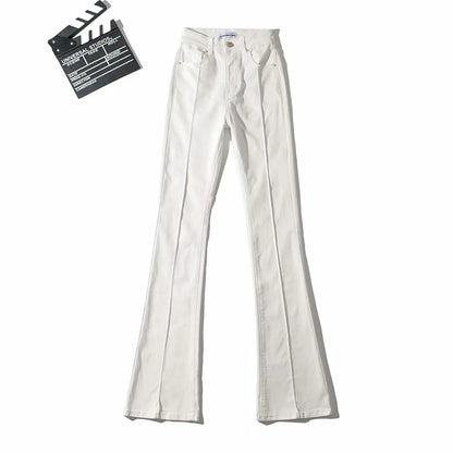 Retro High Waist Bootcut Pants Back Waist Hollow-out Middle Seam Design