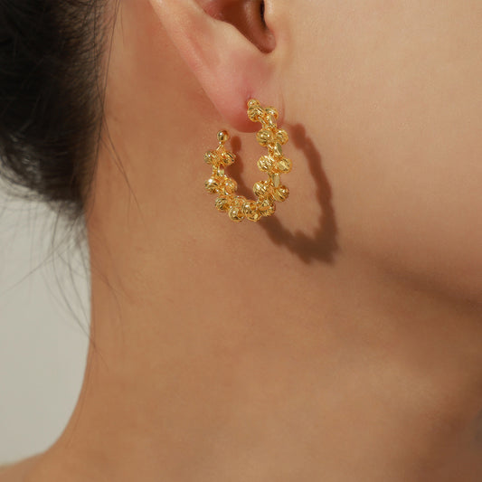 Simple Fashion Copper Irregular Beads Woven Earrings