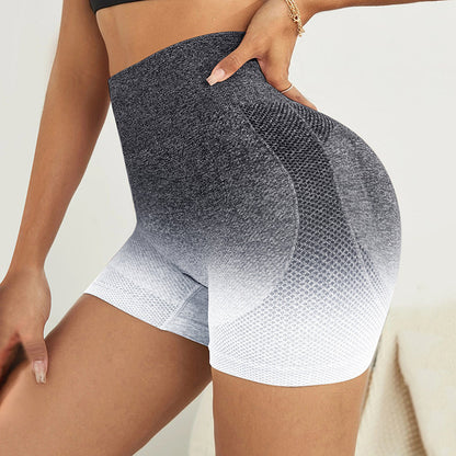 Gradient Seamless Shorts High Waist Breathable Tight Yoga Pants