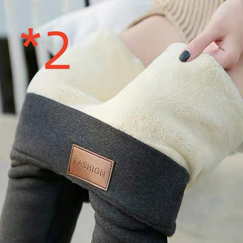 Winter Lamb Cashmere Plus Velvet Thick High-waisted Tight-fitting Warm Leggings