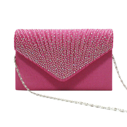 Satin Hot Drilling With Cover Dinner Bag Clutch Chain Cross-shoulder Bag