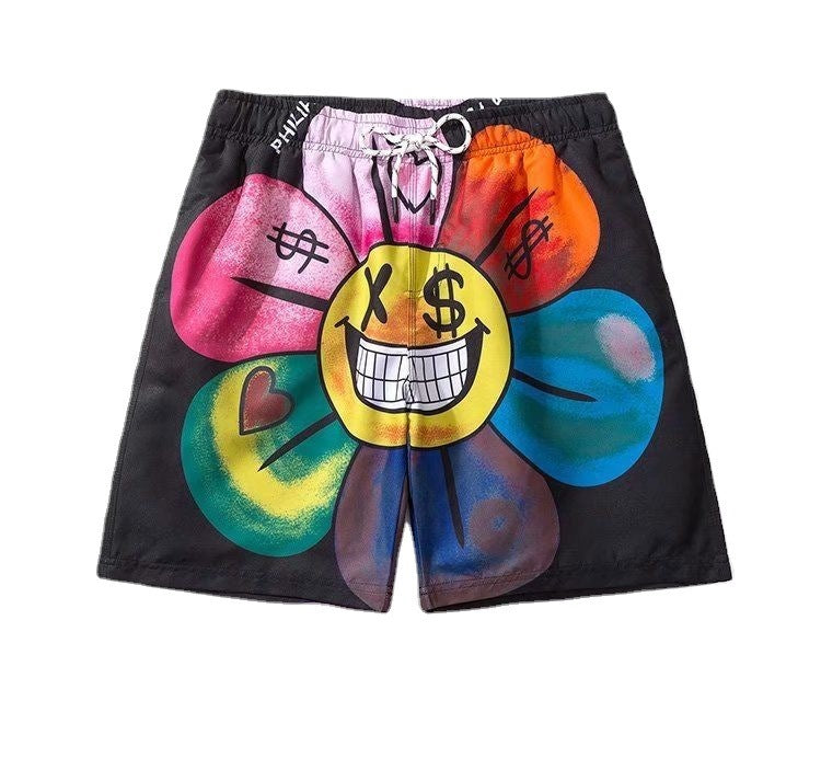 Street Hip Hop Fun Print Beach Shorts For Men