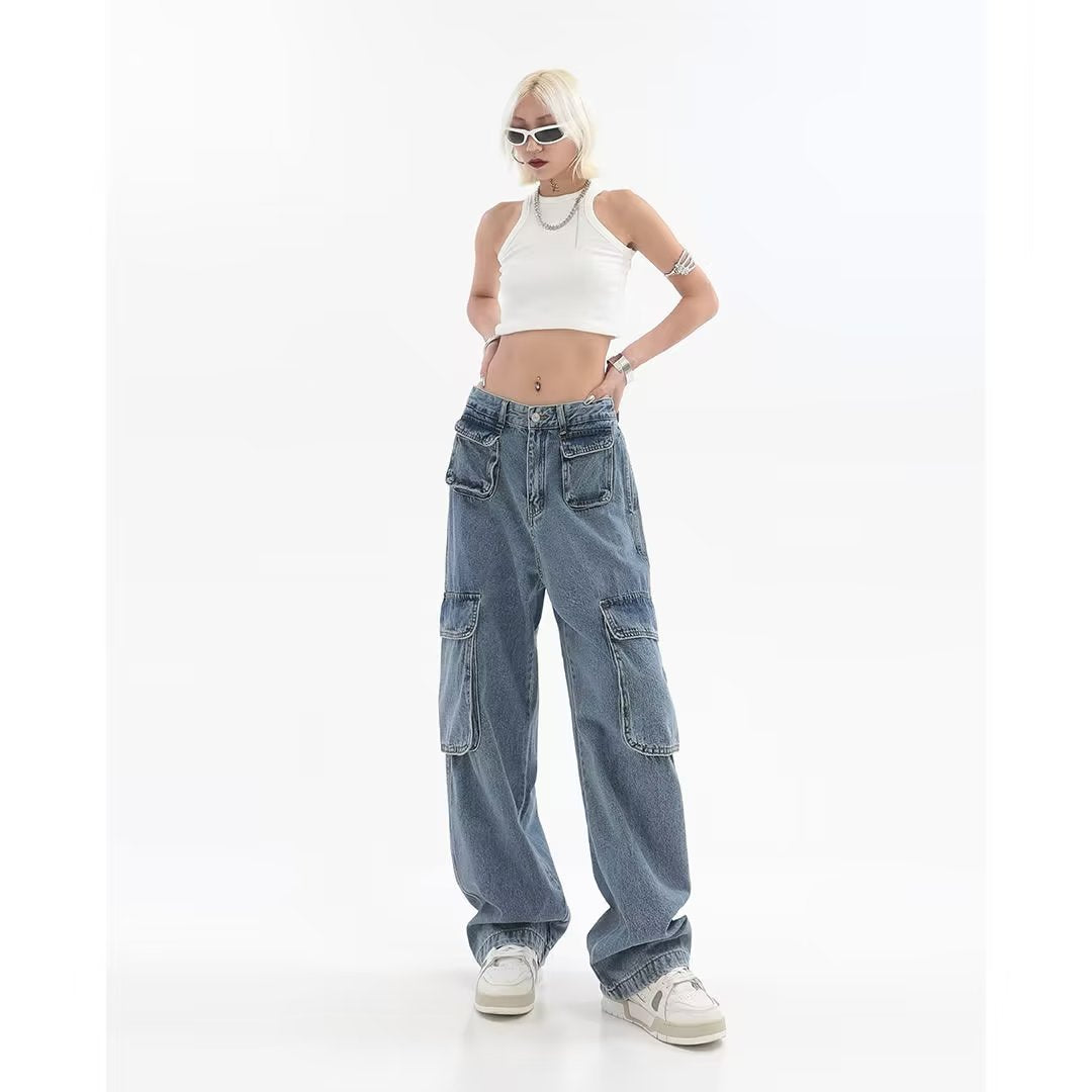 Hip-hop Multi Pocket Straight Jeans