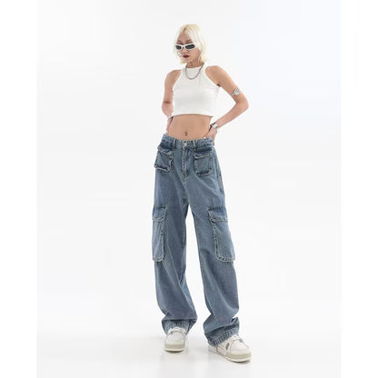 Hip-hop Multi Pocket Straight Jeans