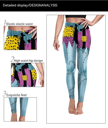 Christmas Horror Night Cos Pants Sally Halloween Digital Print Hip Shaping Pants Leggings