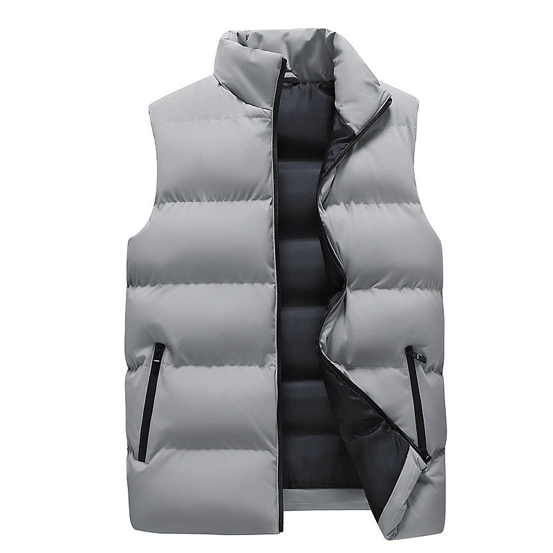 Pure Color Thickened Vest Men's Stand Collar Vest