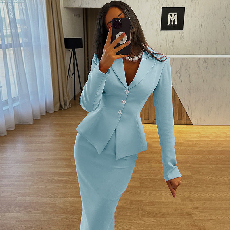 Temperament Commute Slim Basic Waist Skirt Suit Suit