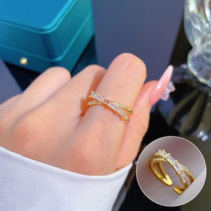 Elegant High-grade Zircon Super Ring Female Opening Adjustable