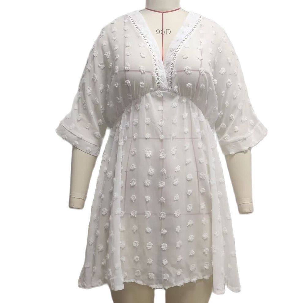 Jacquard Stitching Hollow Beach Cover-up Dress