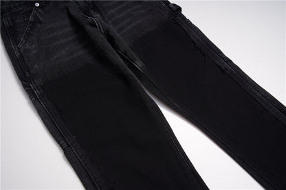 Micro Flared Patchwork Raw Edge Jeans