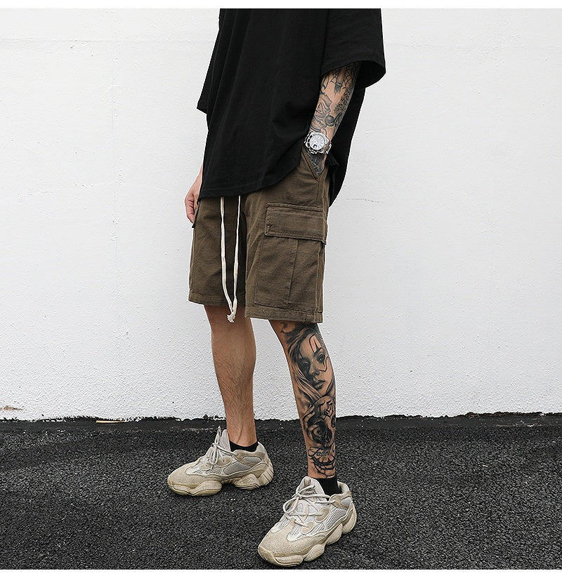 Distressed cargo shorts