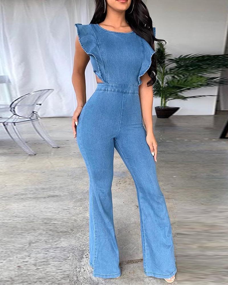 women's sling denim jumpsuit