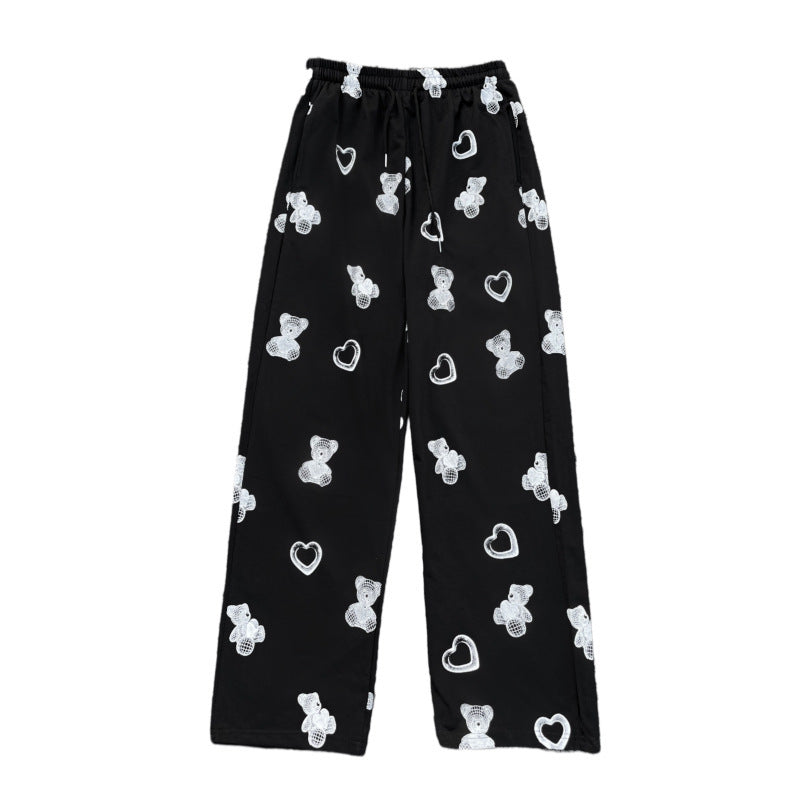 Thickened Printed Wide-leg Casual Pants