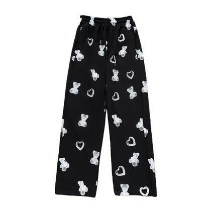 Thickened Printed Wide-leg Casual Pants