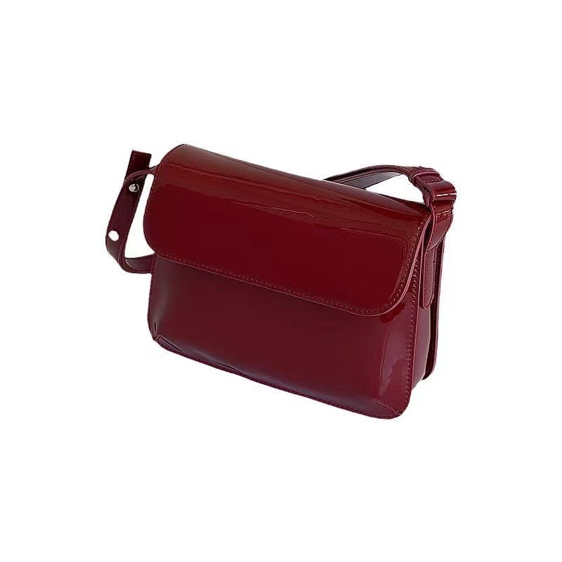 Women's Fashion All-match Retro Patent Leather Small Square Bag