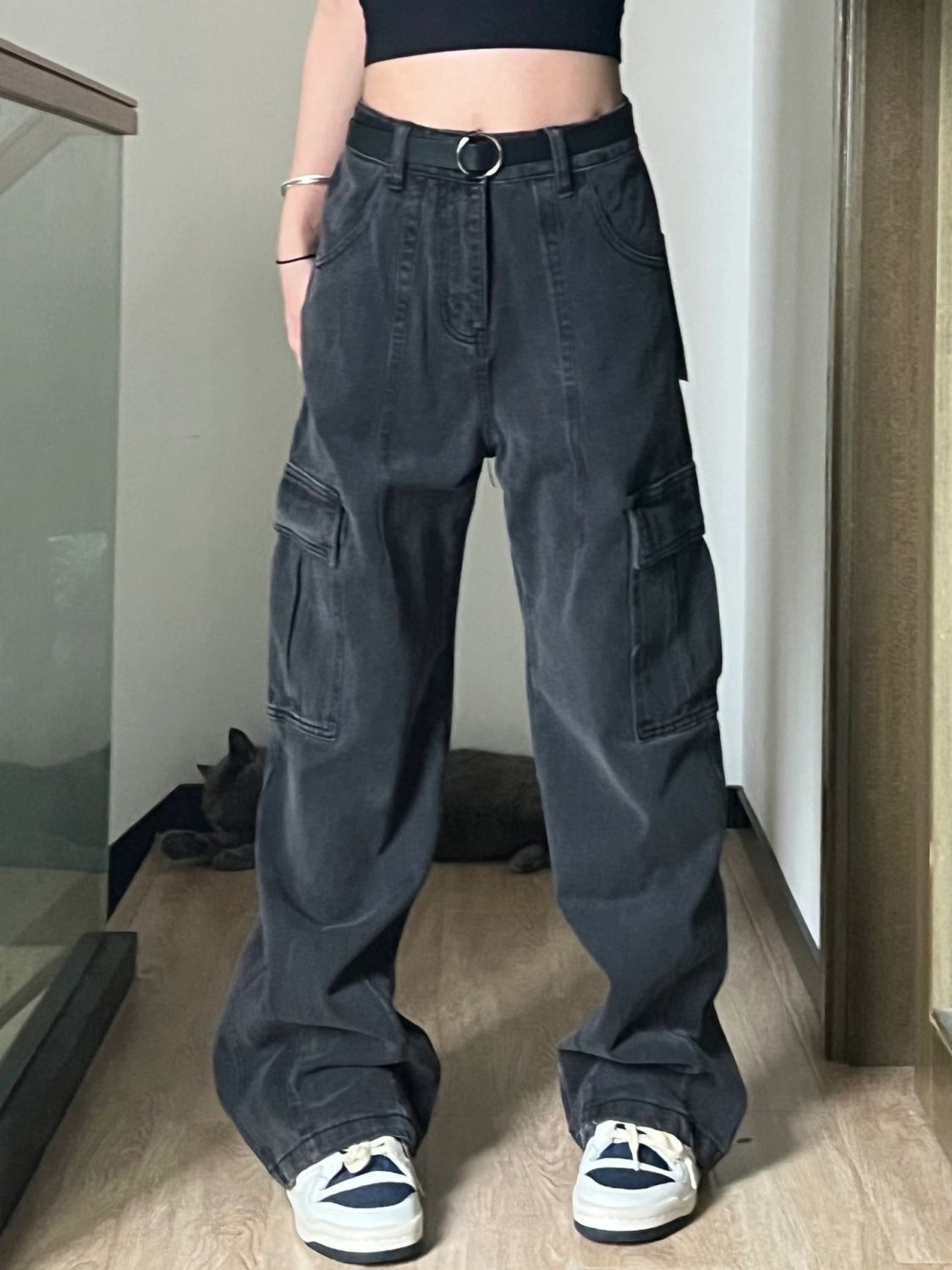 High Waist Straight American Workwear Mop Jeans