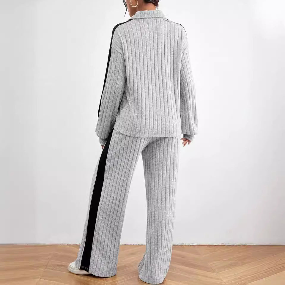 Casual Knitted High-end Design Clothes Two-piece Suit