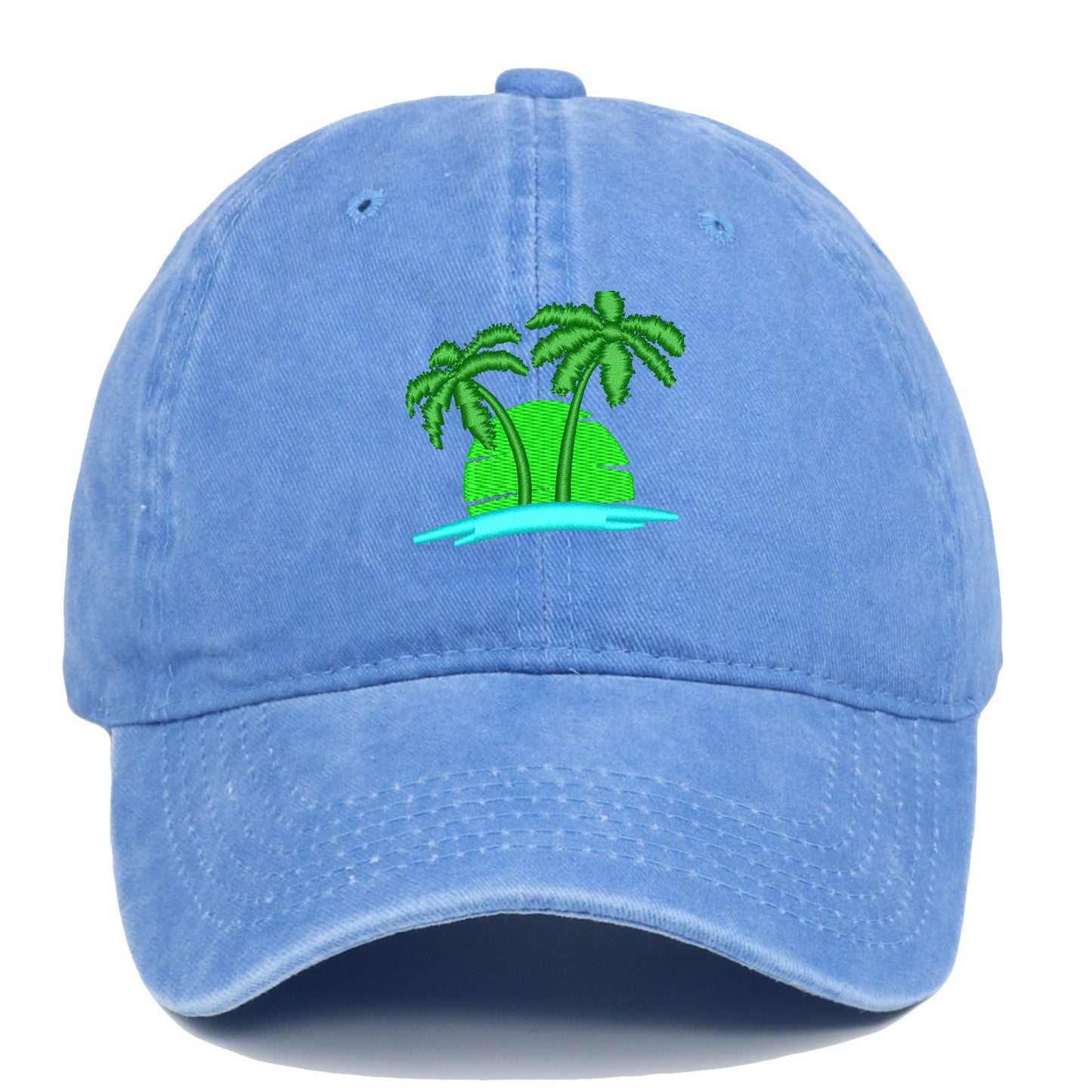 Coconut Embroidery Pattern Washed Old Soft Top Baseball Cap