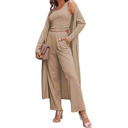 Women's Home Pajamas Long-sleeved Cardigan Trousers Suit