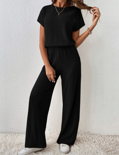 Women's Knitted Loose Wide-leg Pants Two-piece Suit