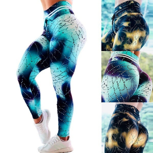 Wind drop print yoga pants women's casual