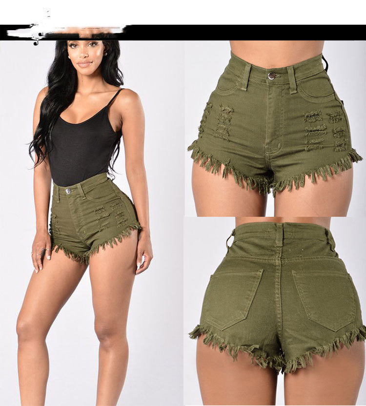 Stretch Sexy Frayed Denim Shorts Women's Hot Pants