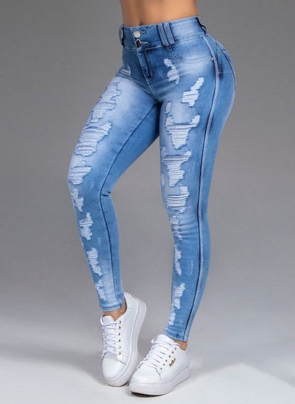 Fashion Ripped Women's Skinny Feet High Waist Jeans