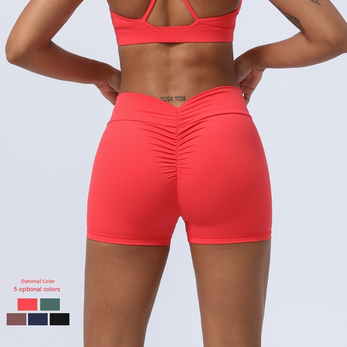 V-shaped Pleated Hip Lifting Sport Fitness Tight Shorts