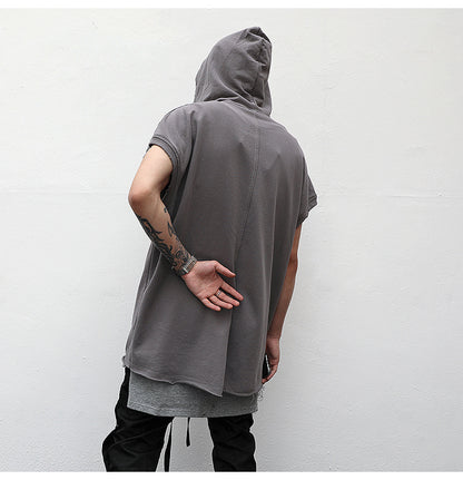 Solid color sleeveless sleeveless hoodie