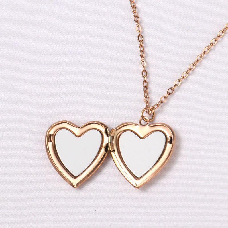 Blank Thermal Transfer Supplies Peach Heart Round Love Necklace Pendant