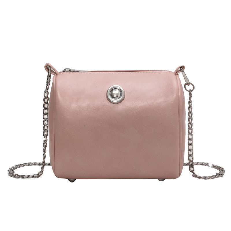 Pillow Oil Wax Leather Chain Crossbody Shoulder Bag