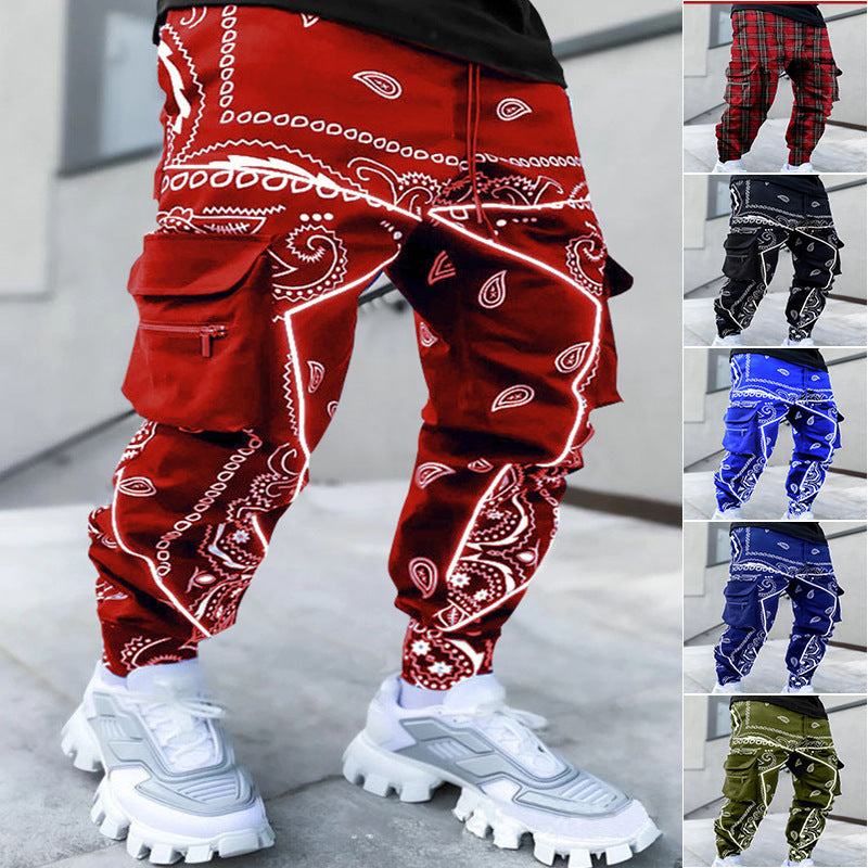 Men's Print Trousers Loose Bloomers Casual Wide-Leg Harem Pants