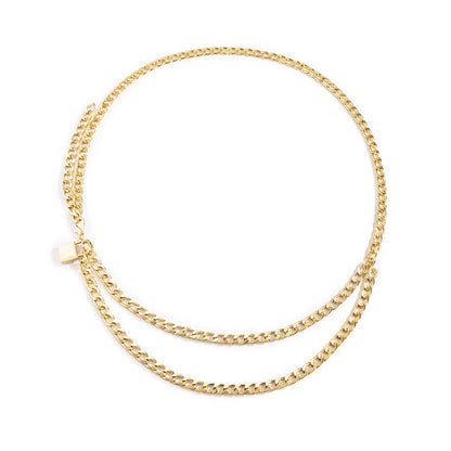 Cold Wind Metal Lock Waist Chain Women