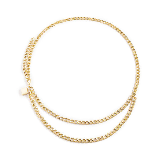 Cold Wind Metal Lock Waist Chain Women