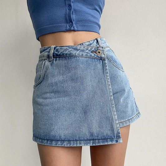 Anti-exposure Irregular Denim Skirt