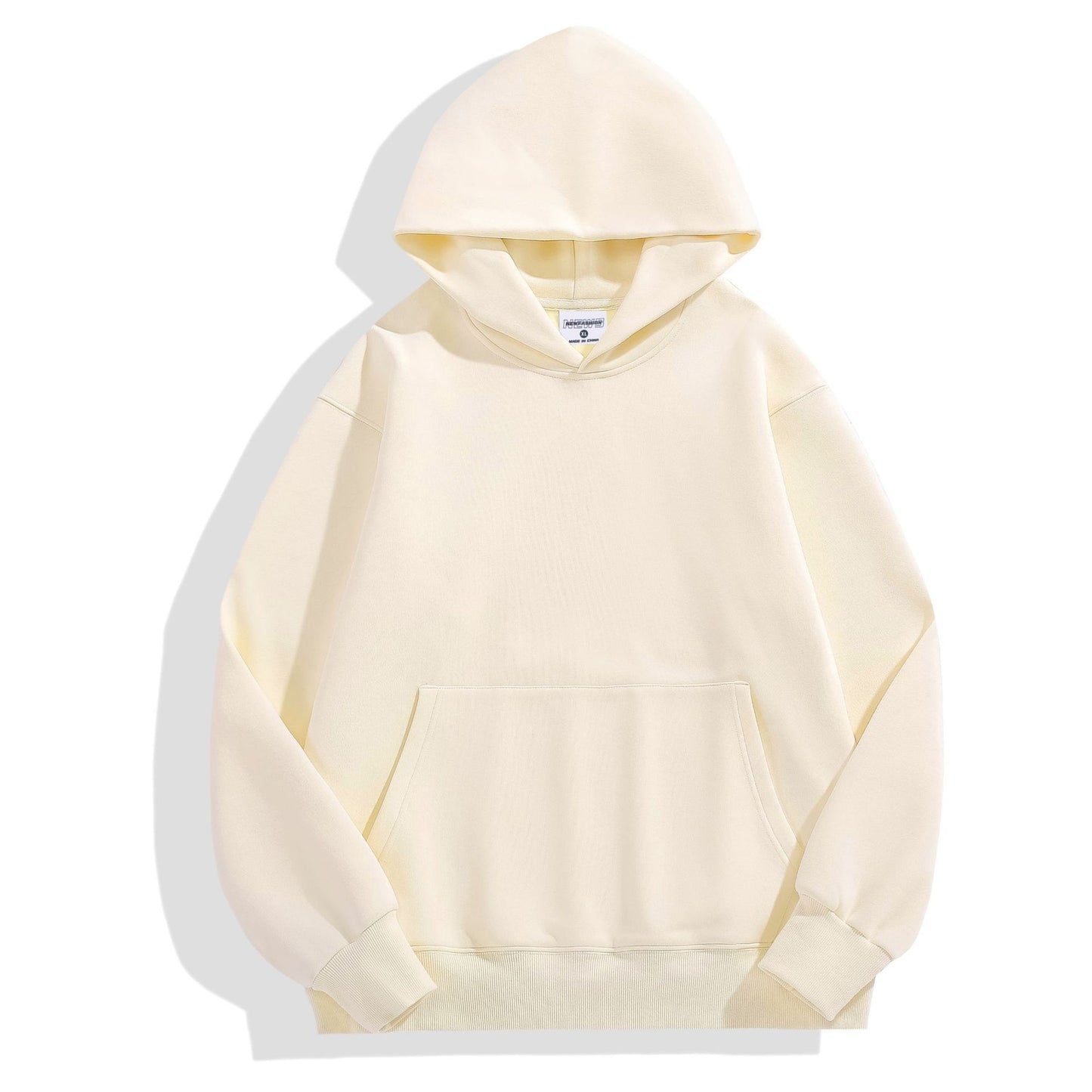 Heavy-duty Fleece Shoulder Down Hoodie Without Drawstring