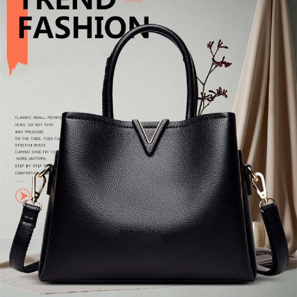 Leather Soft Surface Portable And Fashion Three Interlayer Large Capacity Totes