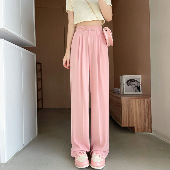 Suit Wide-leg Pants Women's High Waist Baggy Straight Trousers