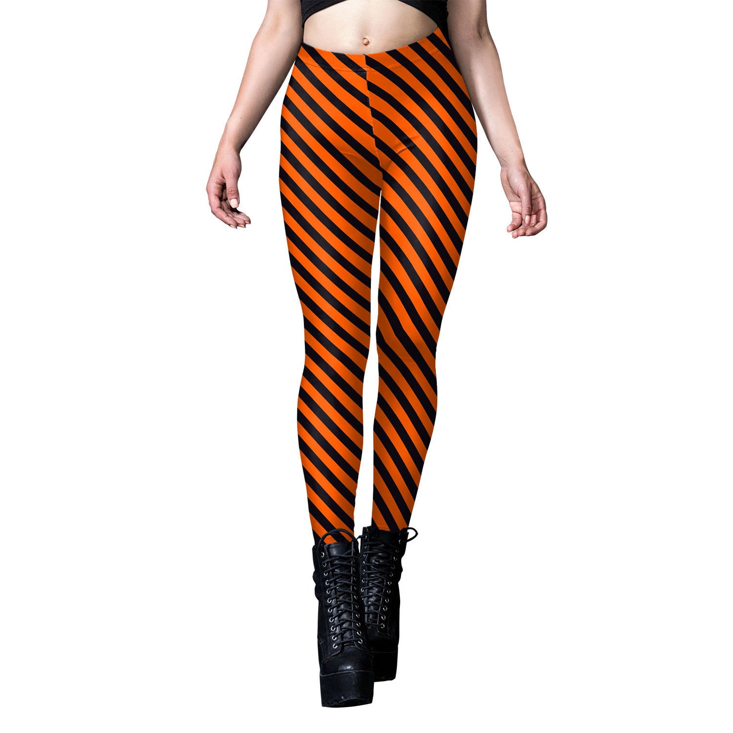 Halloween Pumpkin Head Digital Printing Stripe Tight Feet Women's Leggings