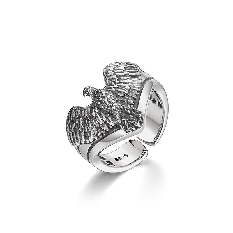 Boys Retro Unique Design Niche High Street Hip Hop Eagle Index Finger Ring