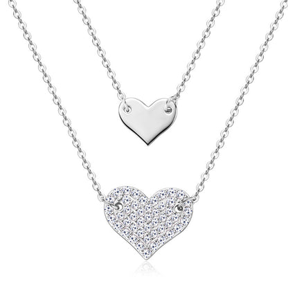 Heart-shaped Design Pendant High-grade Double-layer Twin Clavicle Chain