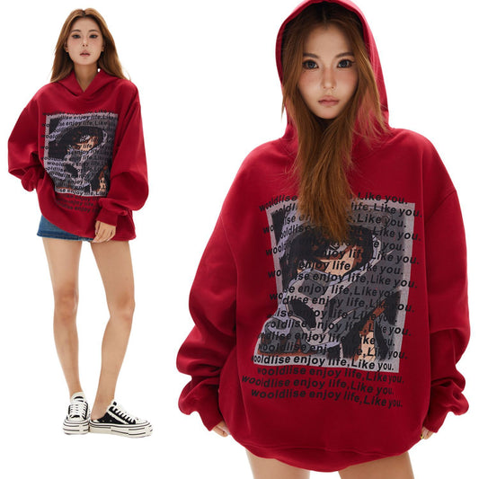 Women's Fashionable Retro Loose Hooded Sweater