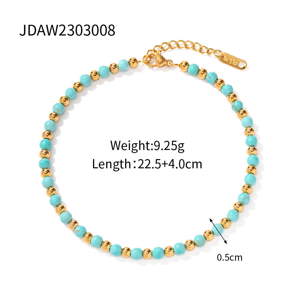 Beach Versatile Women's Simple Bohemian Color Bead Anklet Bohemian Style Foot Ornaments