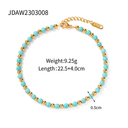 Beach Versatile Women's Simple Bohemian Color Bead Anklet Bohemian Style Foot Ornaments