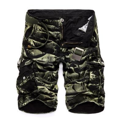 Multi-Pocket Camouflage Dungarees Belted Cargo Shorts