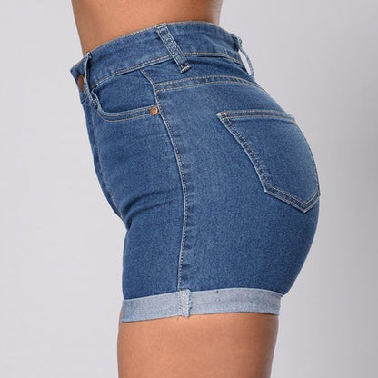 Denim shorts curled hot pants