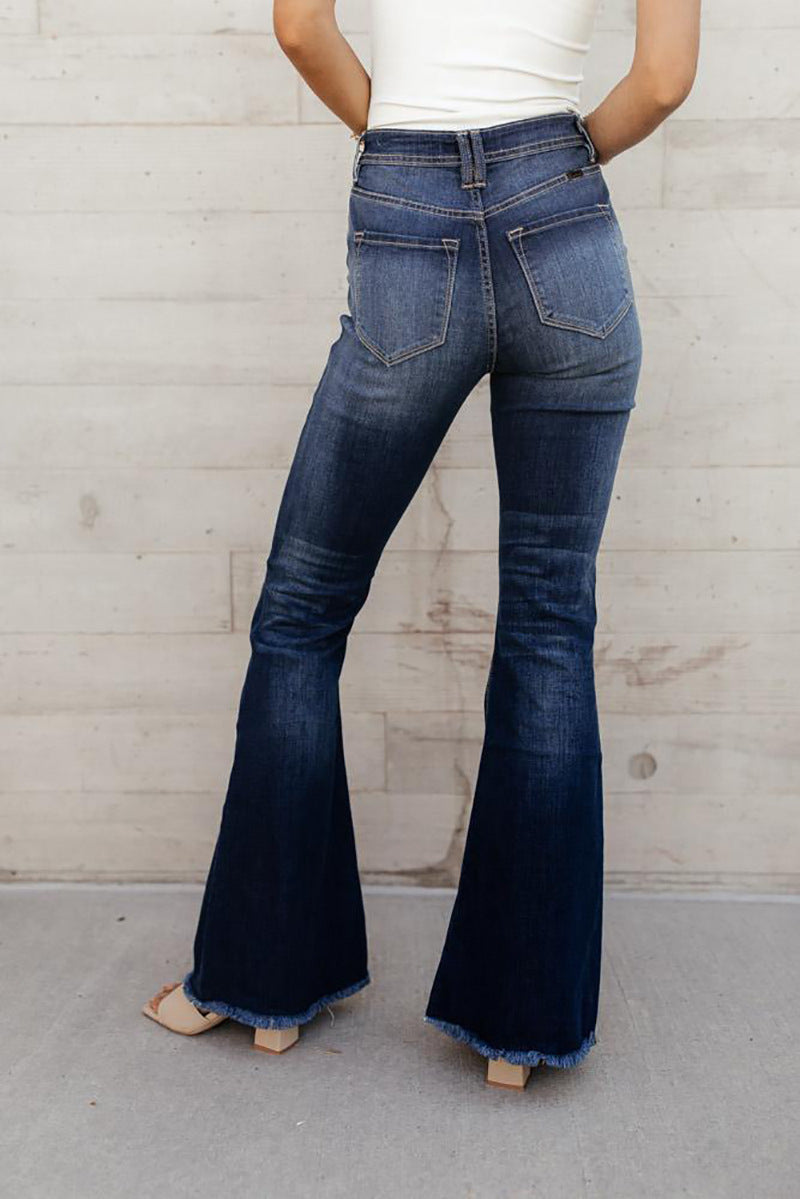 Ripped High-rise Stretch Slim-fit Flared Jeans