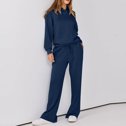 Women's Wear Long Sleeve Pocket Drawstring Suit