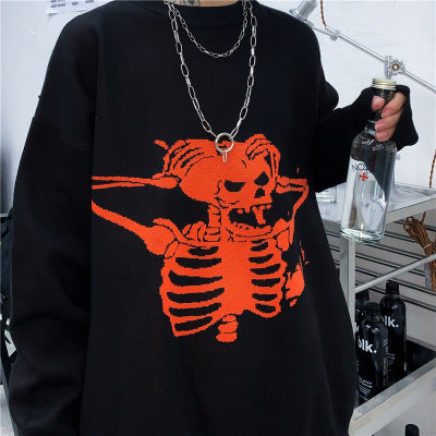 Knitted sweater coat skull